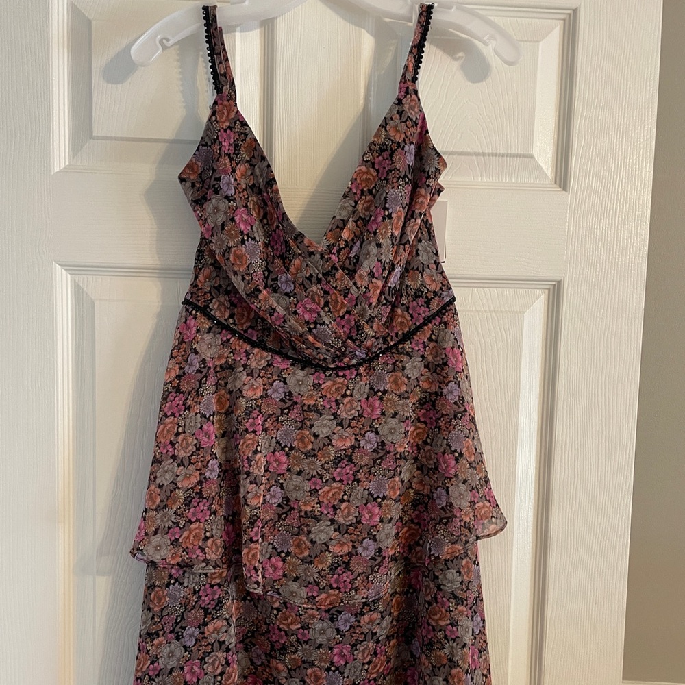 NWT David’s Bridal Floral Tiered A-Line Spaghetti Strap Mini Dress 8
